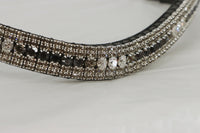 Equiture Swarovski Black Grey wave fade  megabling curve browband