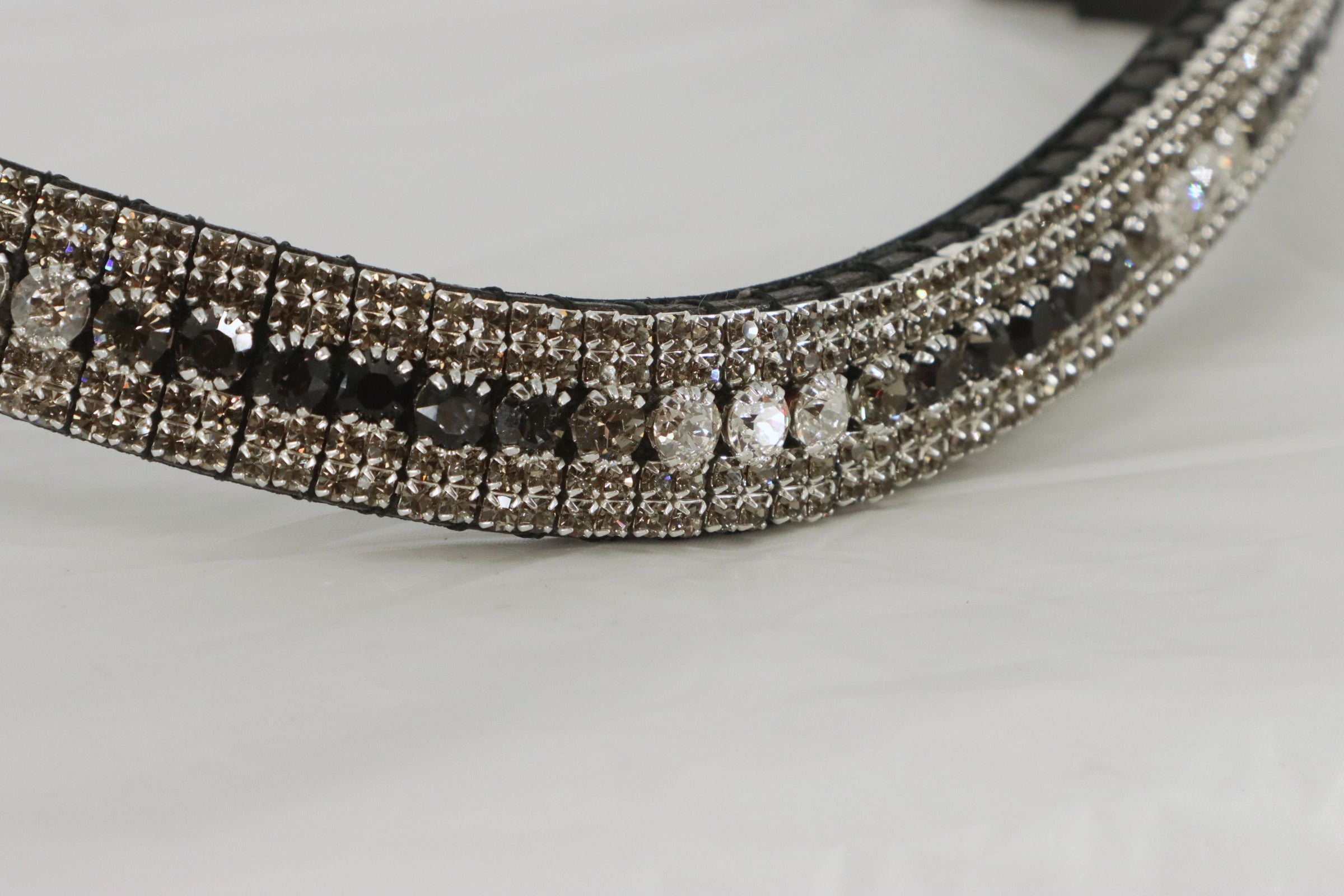 Equiture Swarovski Black Grey wave fade  megabling curve browband