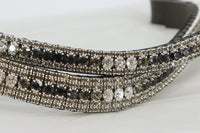 Equiture Swarovski Black Grey wave fade  megabling curve browband