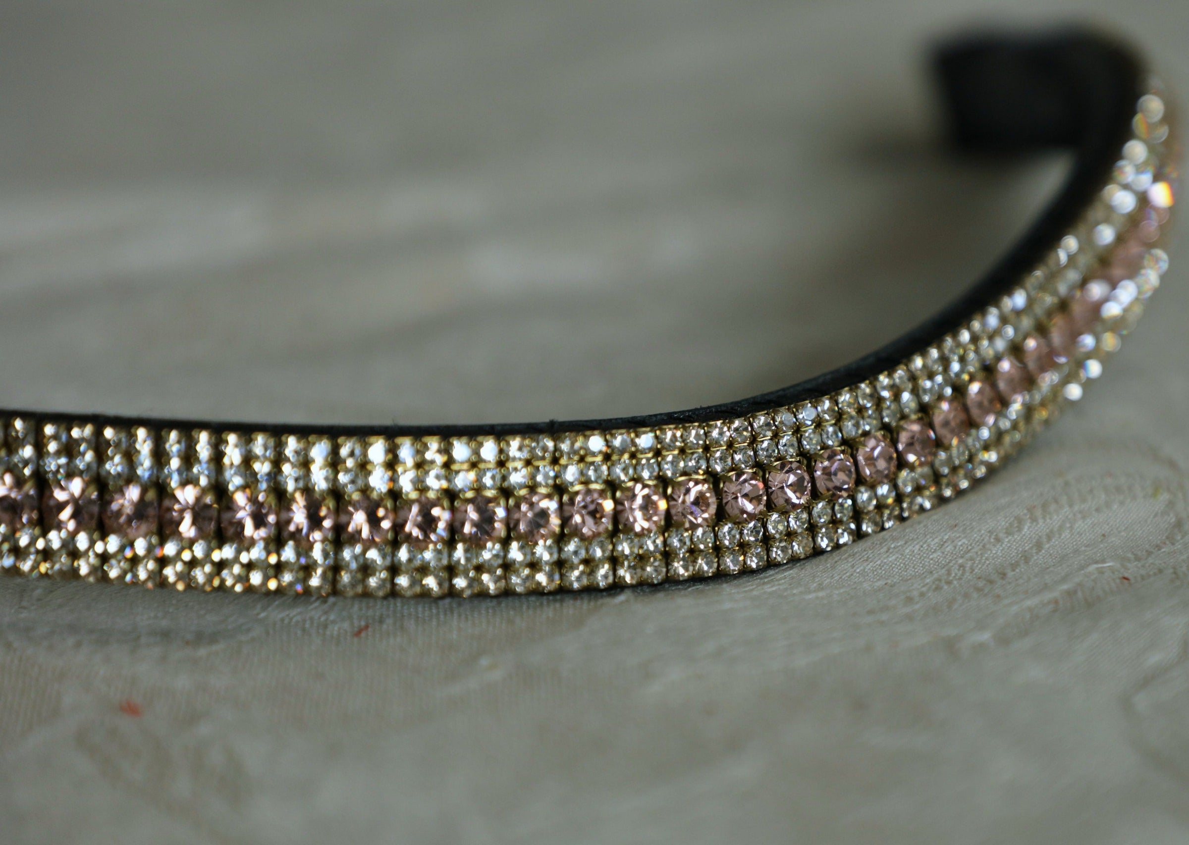 Equiture Vintage rose, clear and honey megabling curve browband