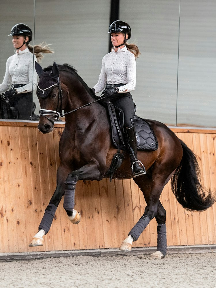 PS of Sweden Dark grey ruffle pearl Dressage saddlepad