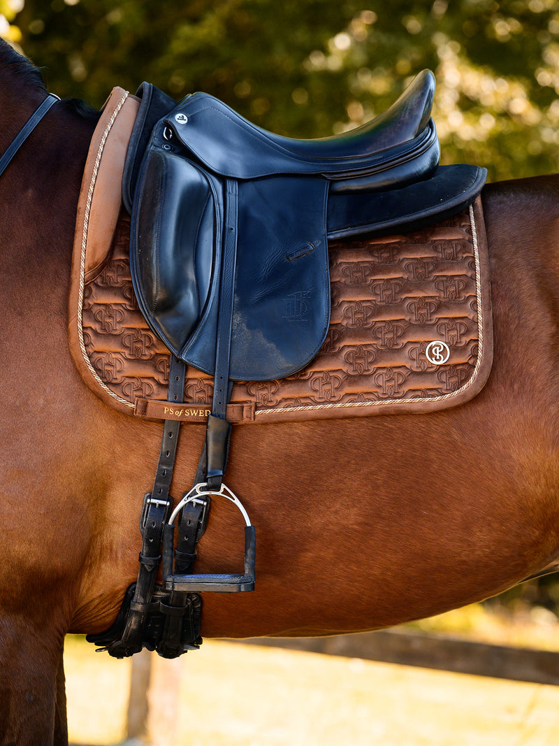 PS of Sweden Fudge Velvet monogram Dressage saddlepad