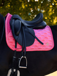 PS of Sweden Scarlet Pink Velvet monogram Dressage saddlepad