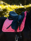 PS of Sweden Scarlet Pink Velvet monogram Dressage saddlepad