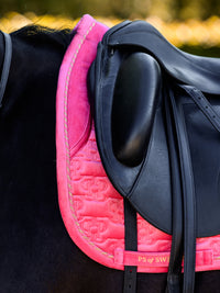 PS of Sweden Scarlet Pink Velvet monogram Dressage saddlepad