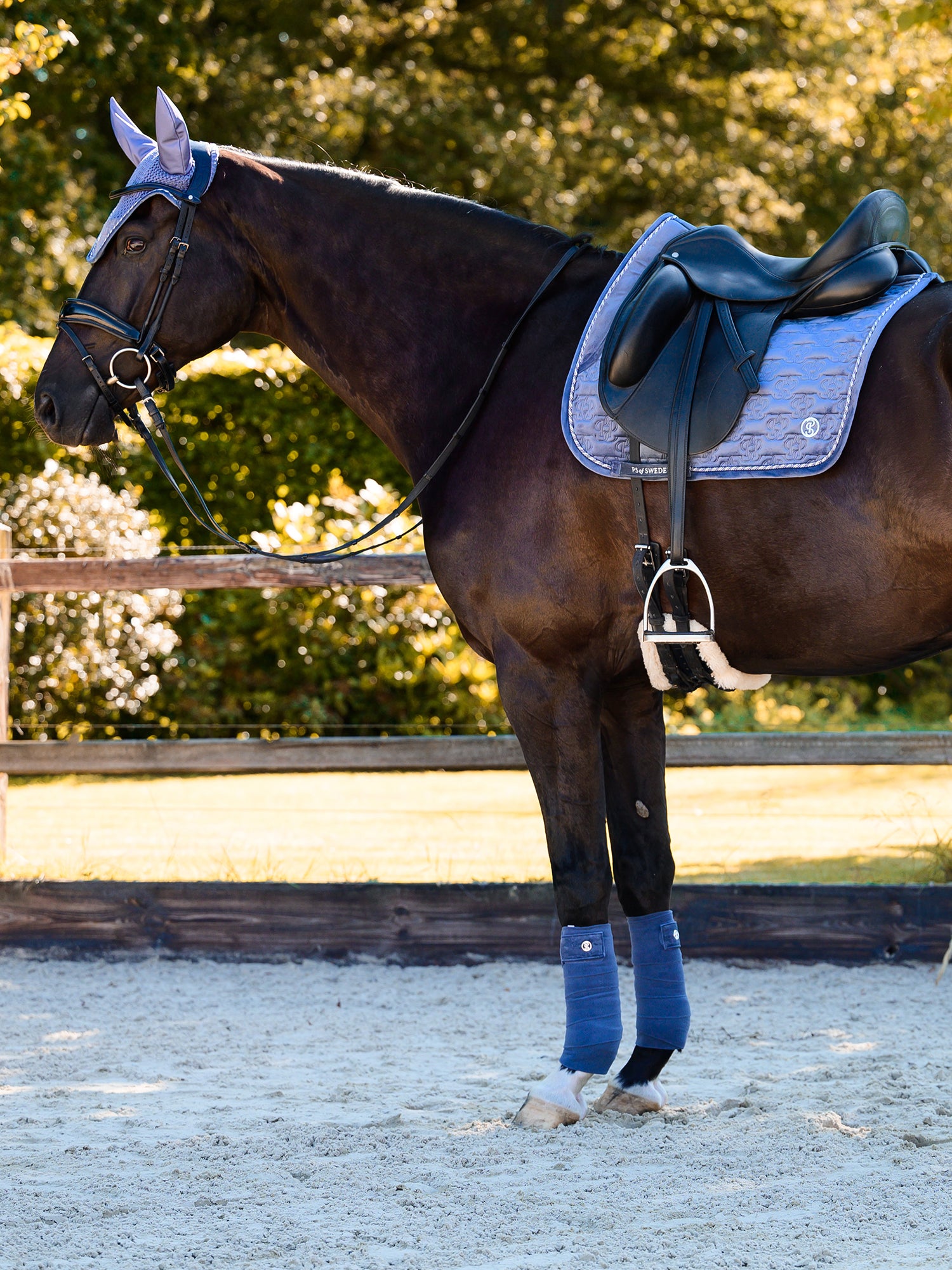 PS of Sweden Mist blue Velvet monogram Dressage saddlepad