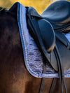 PS of Sweden Mist blue Velvet monogram Dressage saddlepad