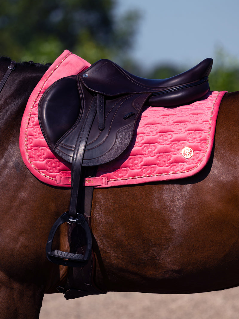 PS of Sweden Scarlet pink Velvet monogram Jump saddlepad