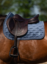 PS of Sweden Mist Blue Velvet monogram Jump saddlepad