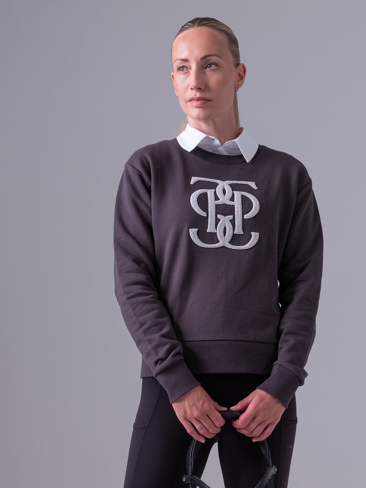 PS of Sweden Karla Monogram sweater in dark grey