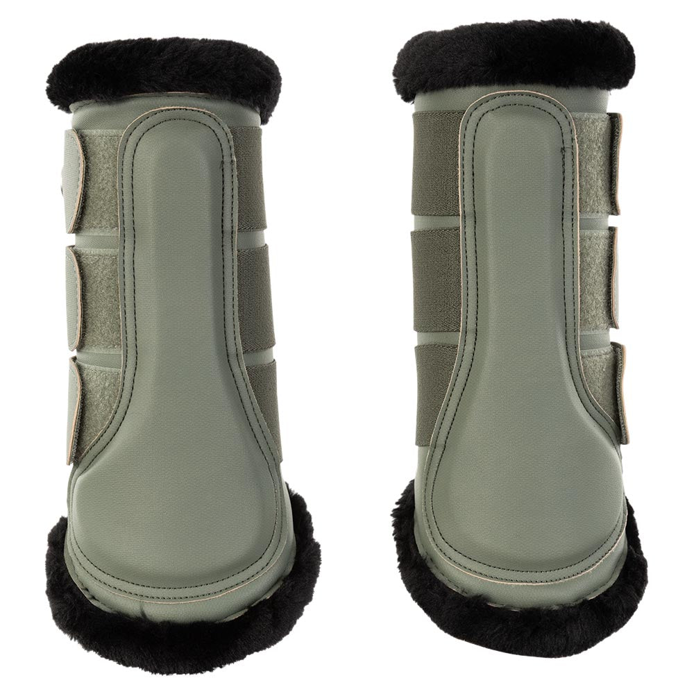 BR Djoy faux fur Agave green boots