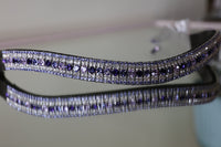 Equiture Alternating Purple Velvet, tanzanite and violet megabling curve browband