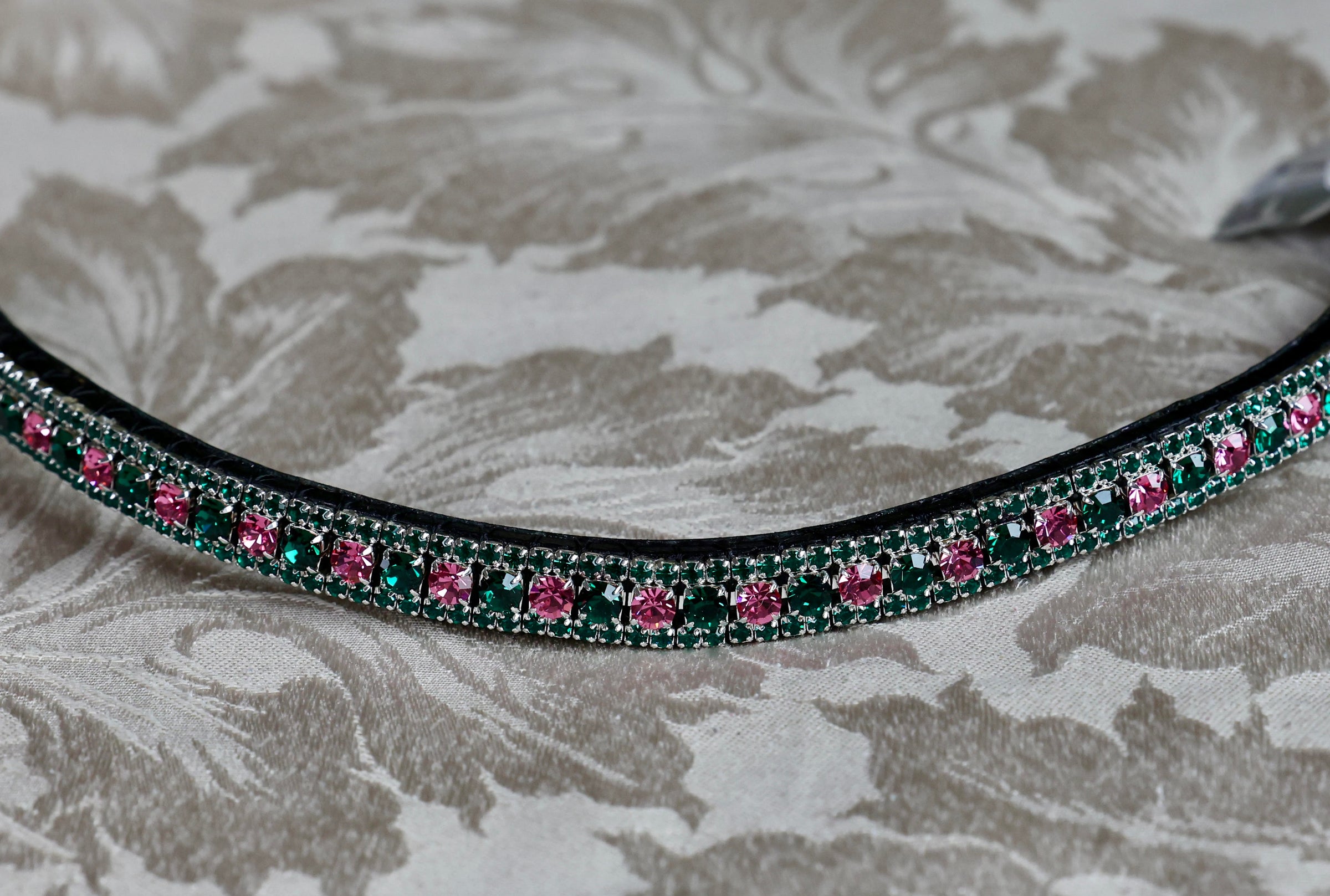 Equiture Rose/ emerald and emerald browband- cob curve black