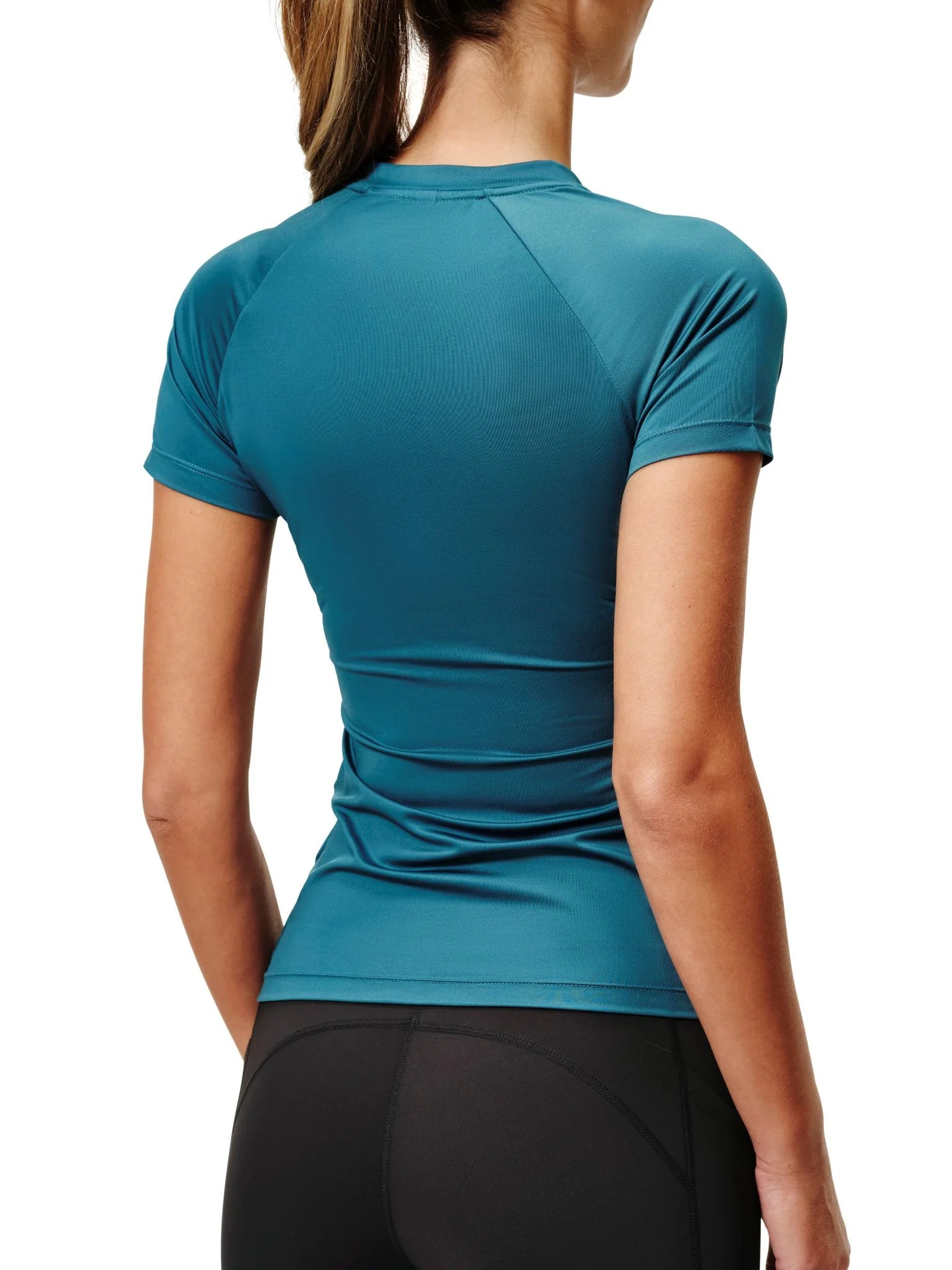Equestrian Stockholm dynamic short sleeve base layer in teal blue