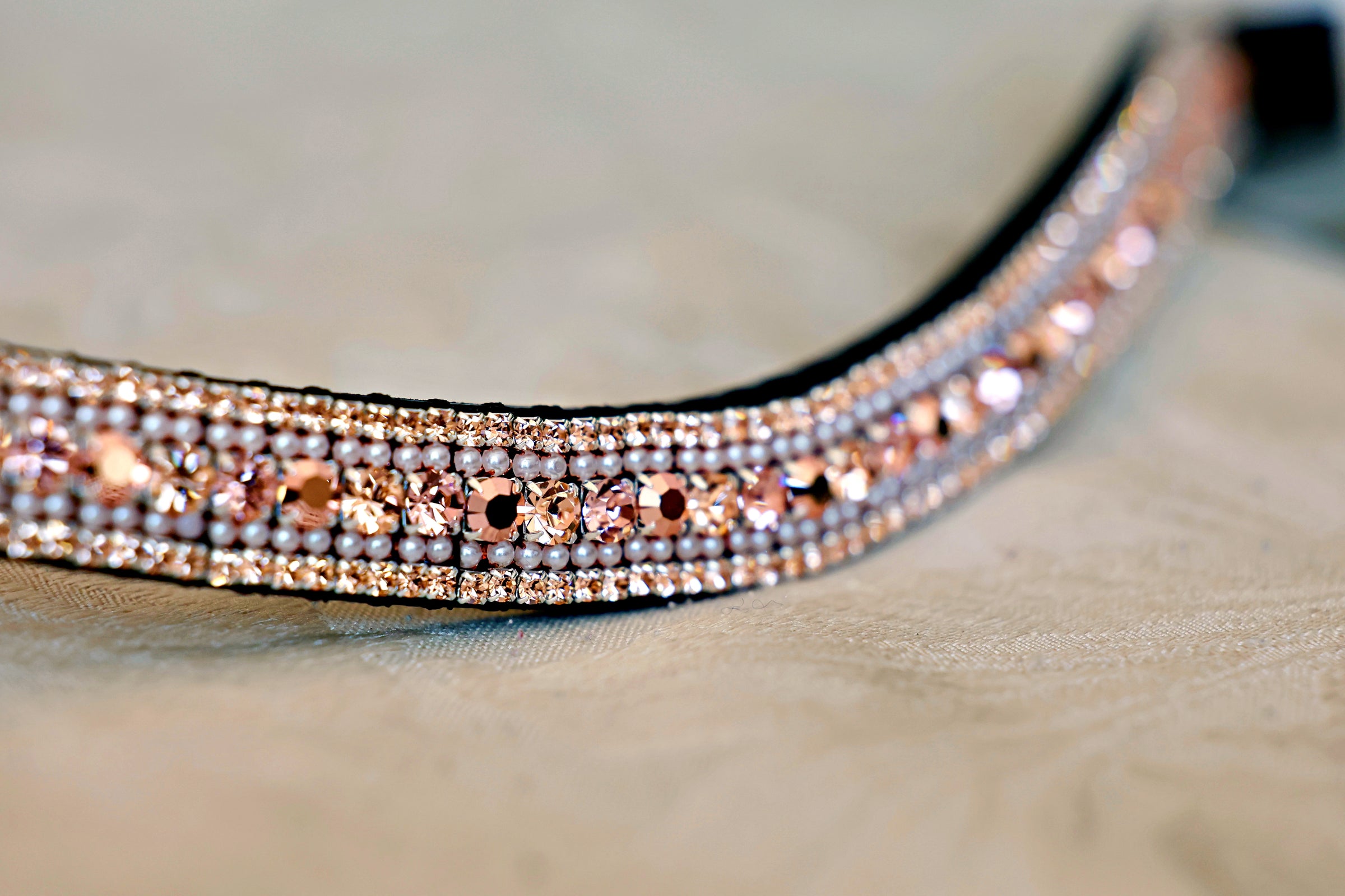 Equiture rose gold and pearl megabling curve browband