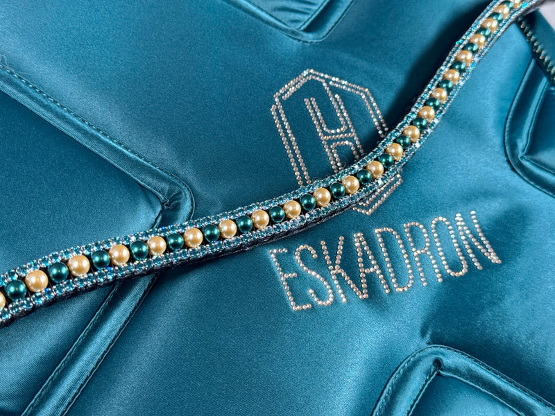 Equiture teal/ pale gold pearl browband