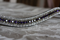 Equiture Purple velvet, Black diamond and clear megabling curve browband