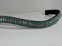 Equiture Velvet, blue zircon and Nightfall megabling curve browband