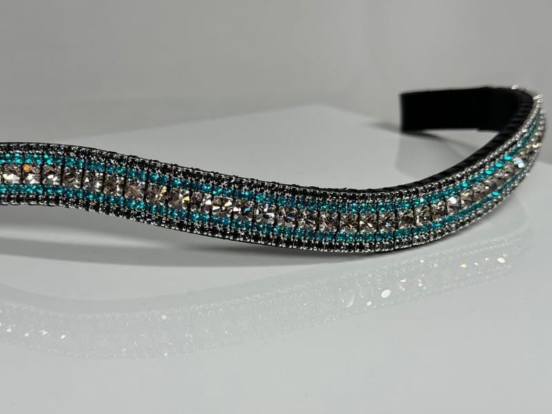 Equiture Velvet, blue zircon and Nightfall megabling curve browband