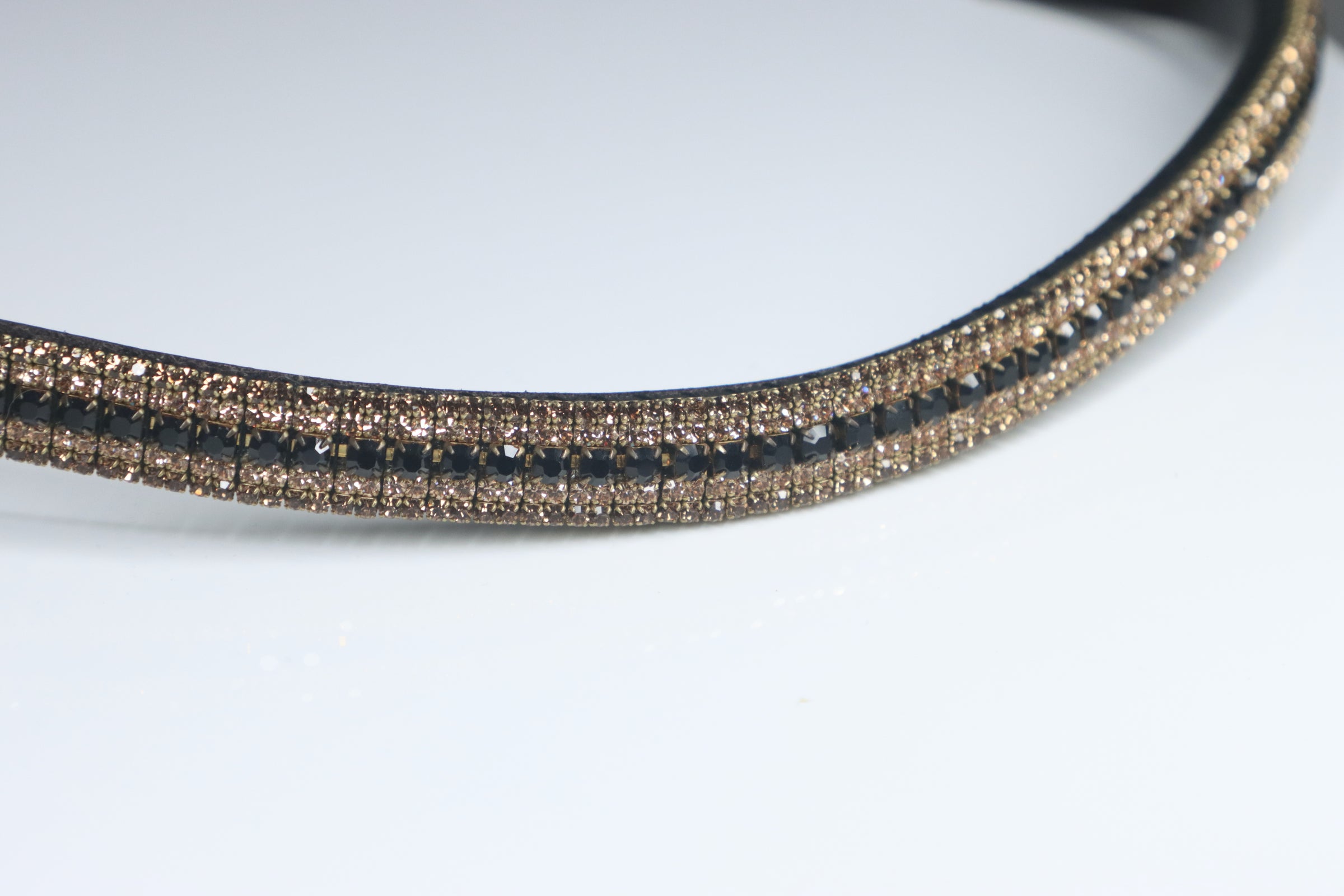 Equiture Jet, light colorado and smoke topaz antique look curve browband