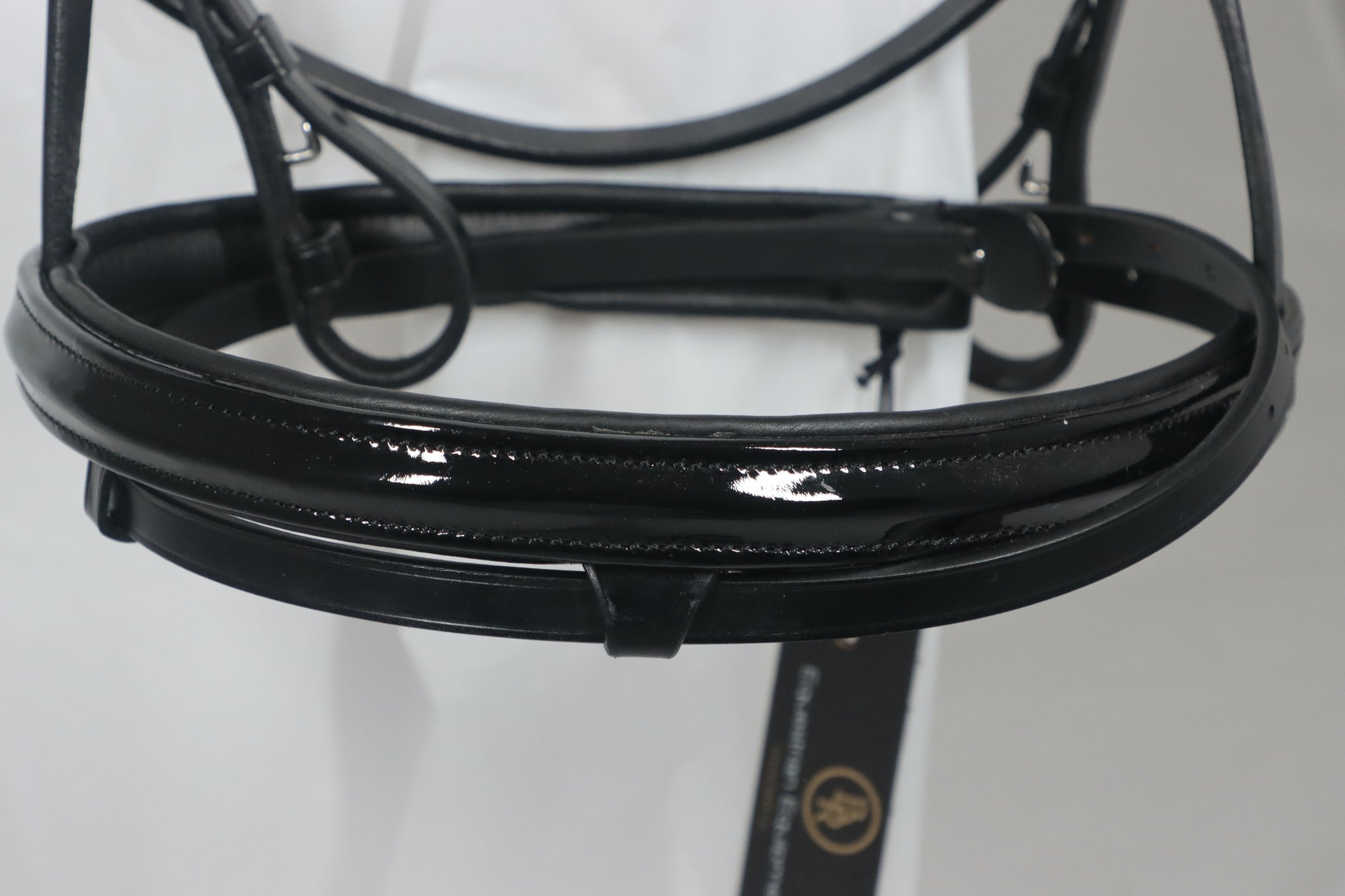 BR Slimline Patent black leather snaffle bridle