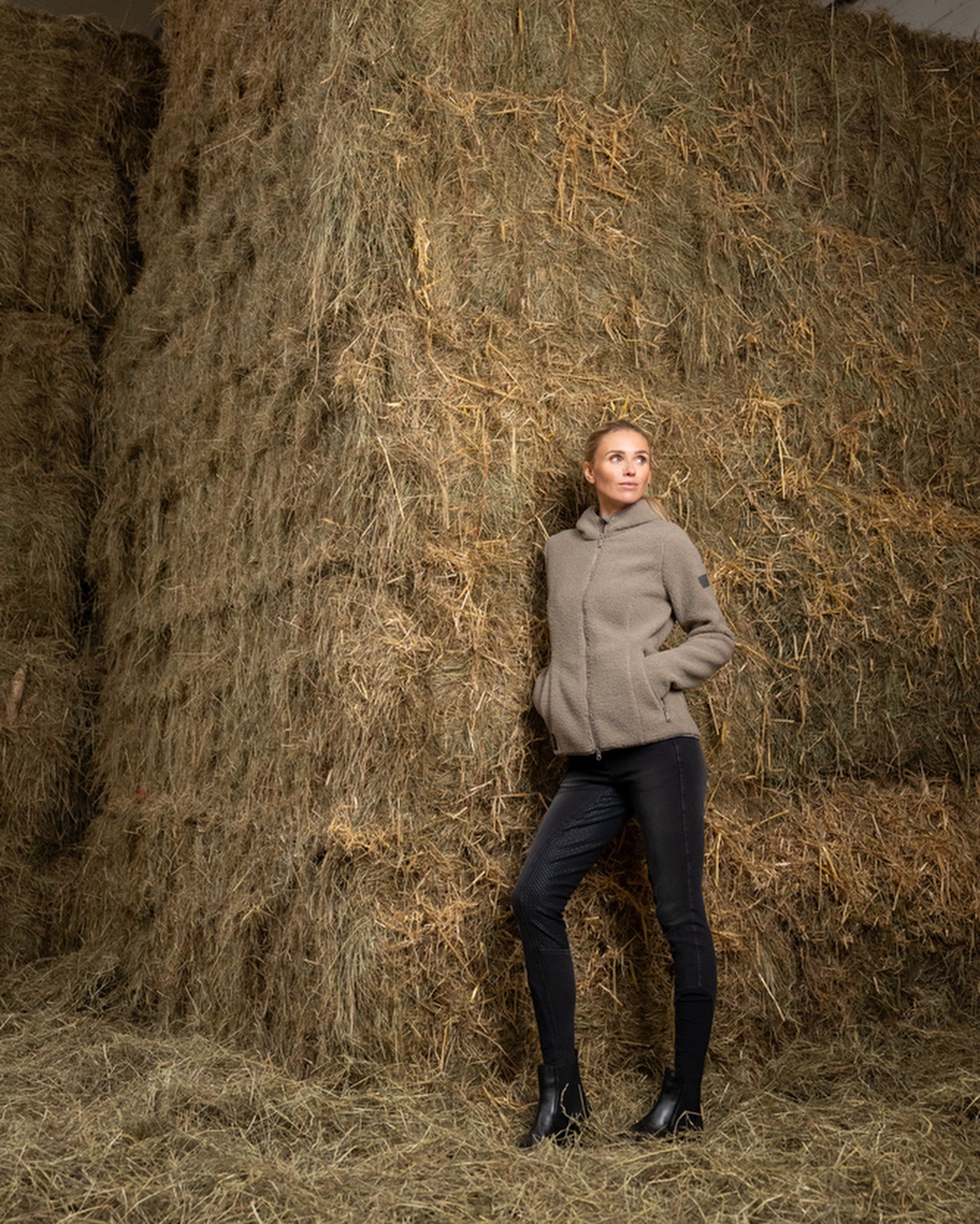 Pikeur teddy fleece jacket in pale grey