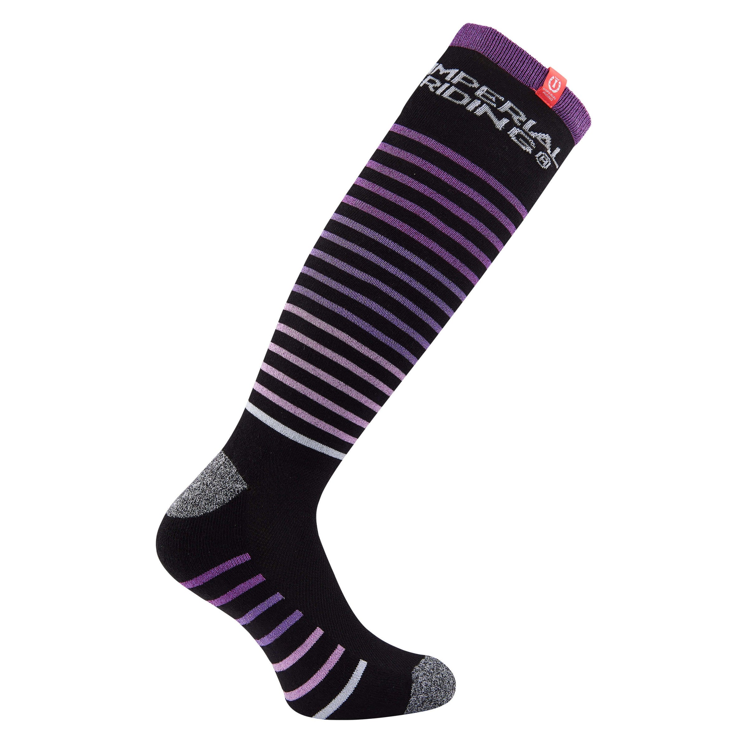 Imperial riding up in space black purple glitter riding socks