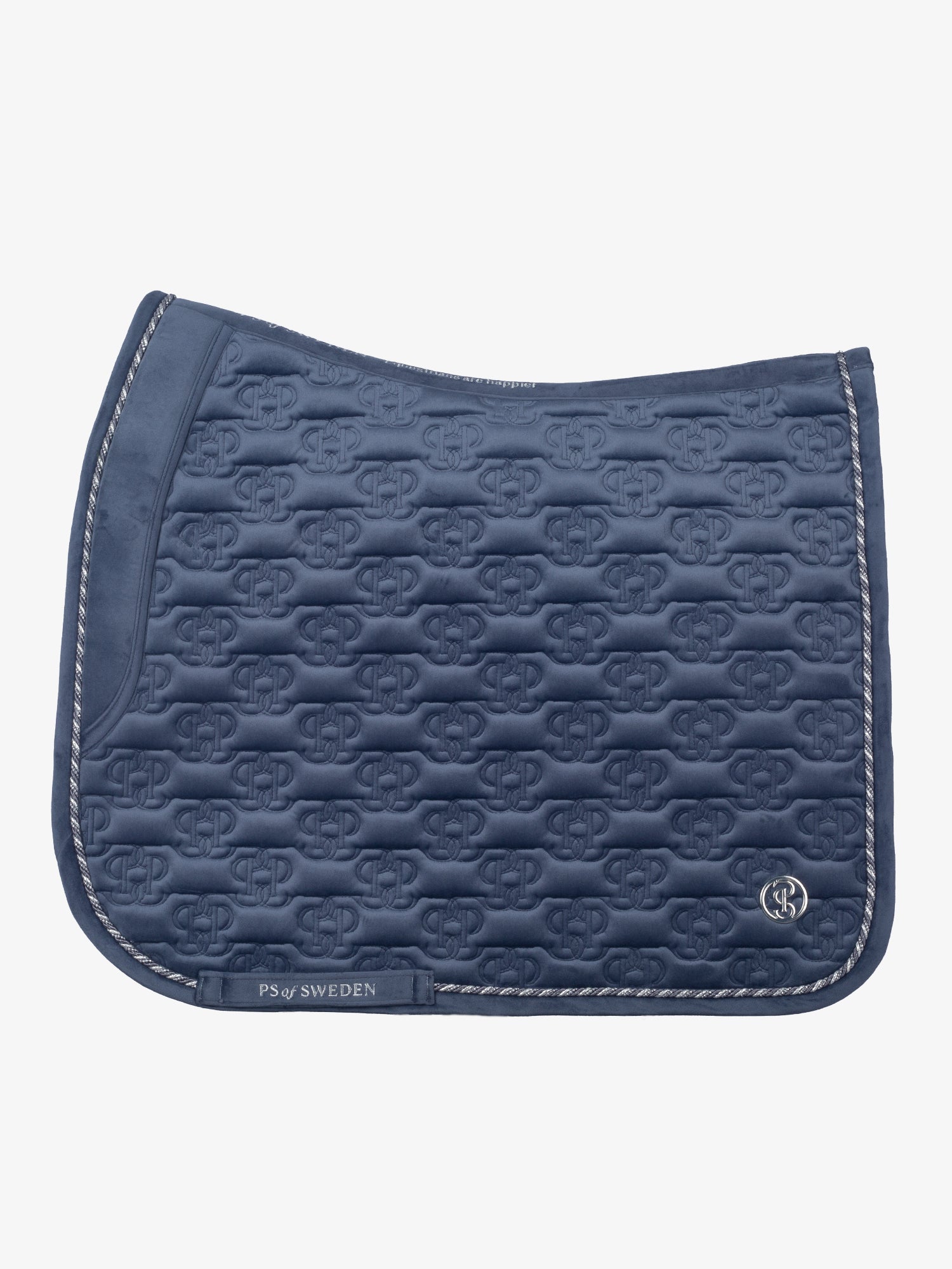 PS of Sweden Mist blue Velvet monogram Dressage saddlepad