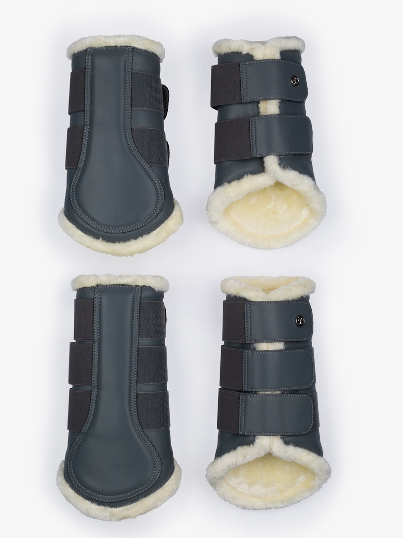 PS of Sweden storm blue faux fur brushing boots- set of 4