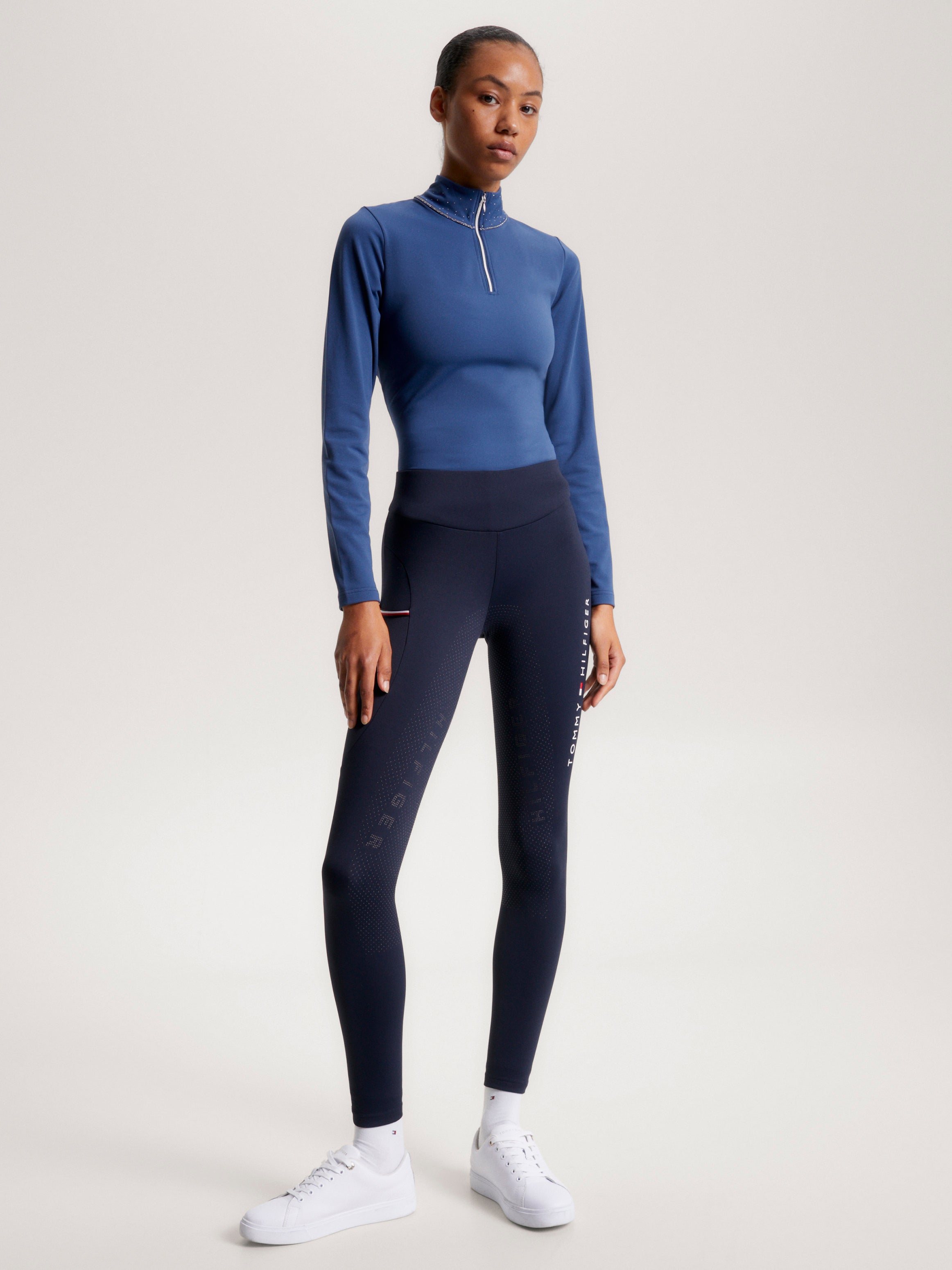 Tommy Hilfiger Elmira winter Full grip thermo riding leggings in Desert sky