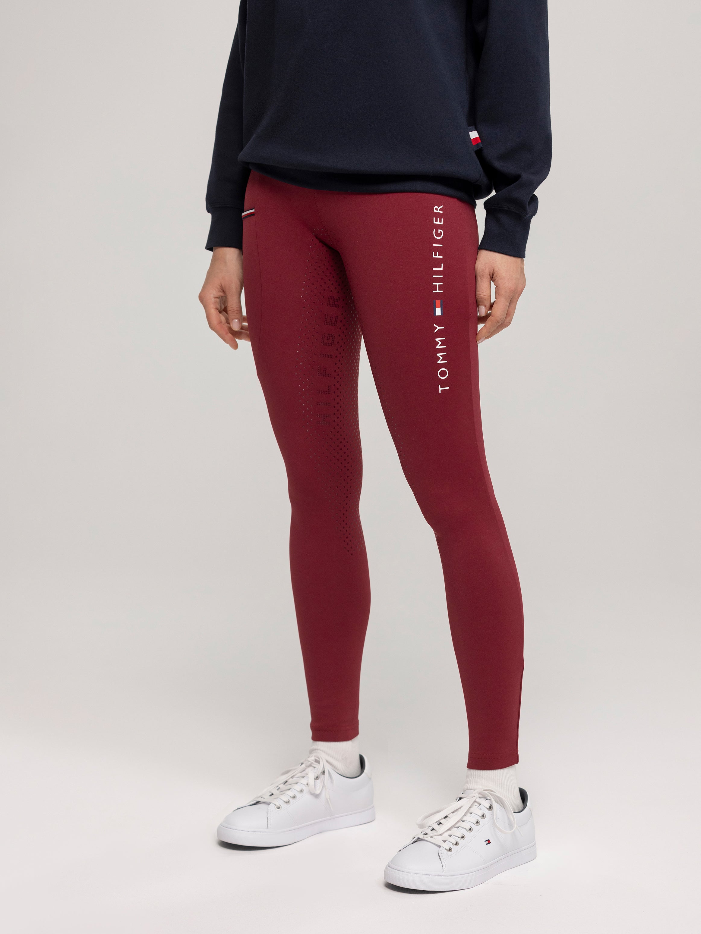 Tommy Hilfiger Elmira winter Full grip thermo riding leggings in Rouge