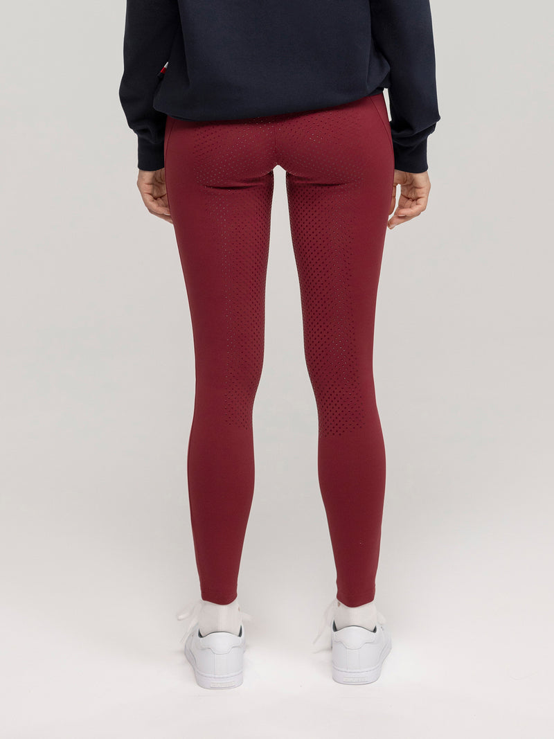 Tommy Hilfiger Elmira winter Full grip thermo riding leggings in Rouge