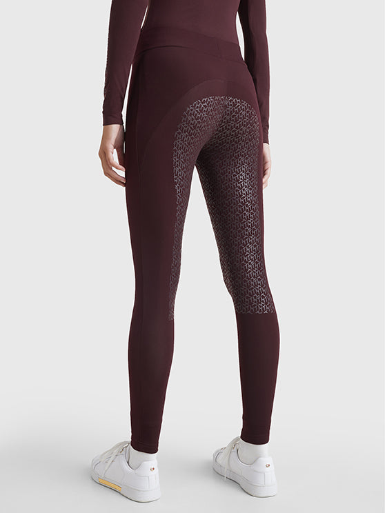 Tommy Hilfiger Full grip thermo riding leggings in Deep Burgundy