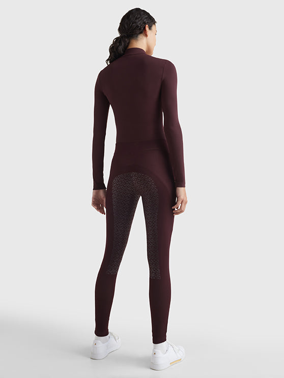 Tommy Hilfiger Full grip thermo riding leggings in Deep Burgundy