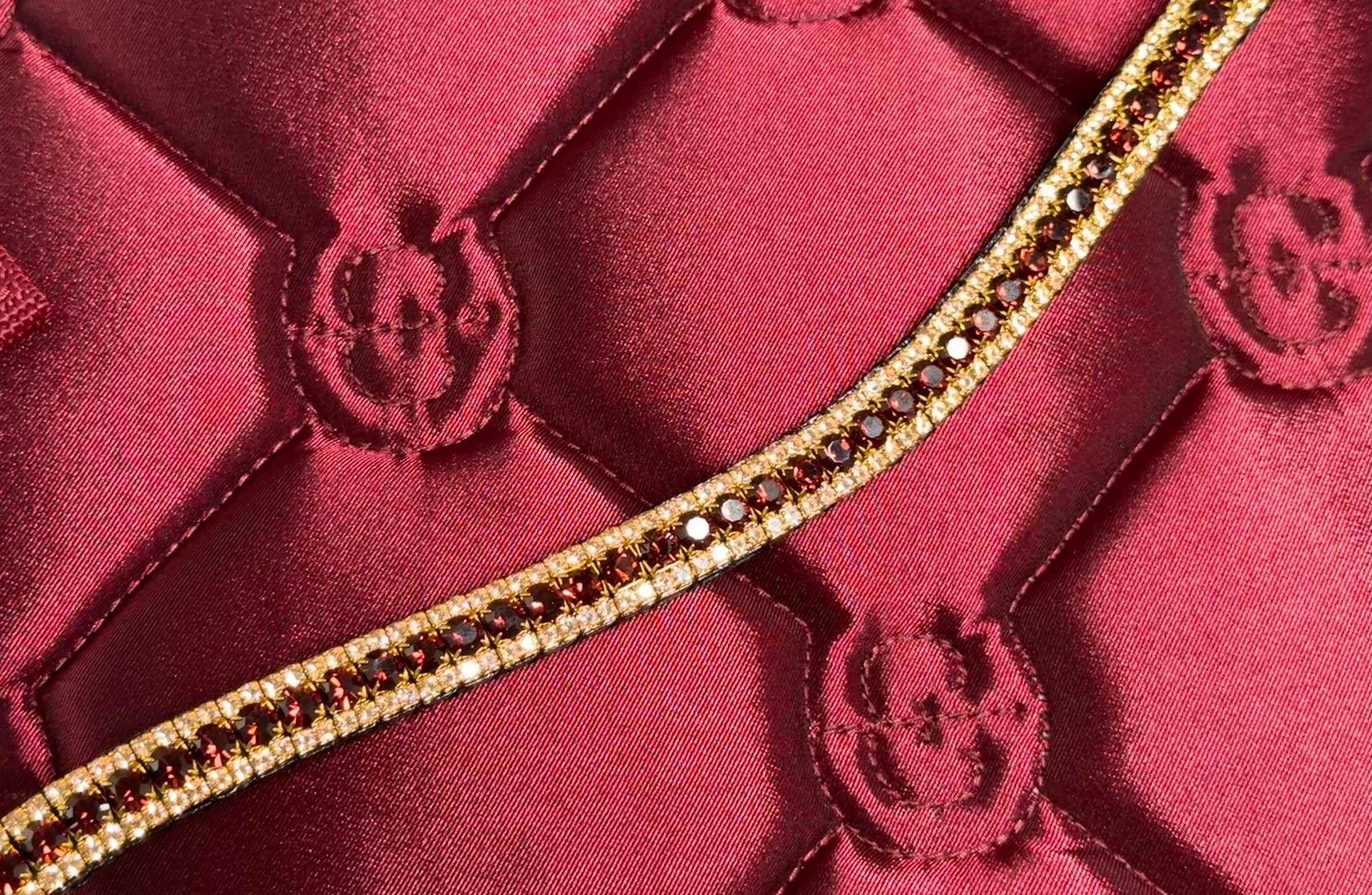 Equiture Burgundy and golden honey browband