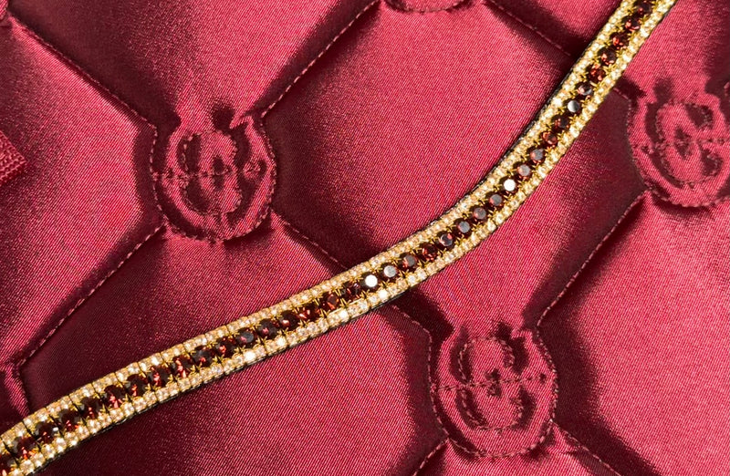 Equiture Burgundy and golden honey browband