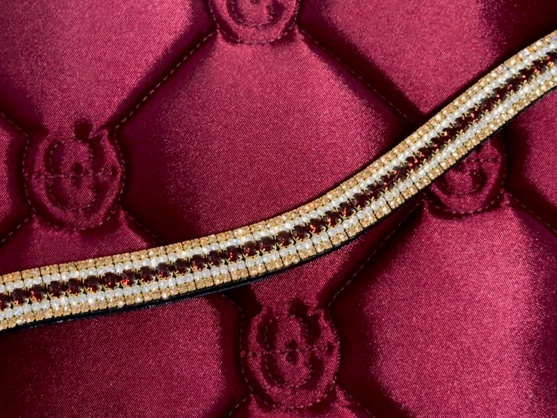 Equiture Burgundy, clear and gold megabling curve browband