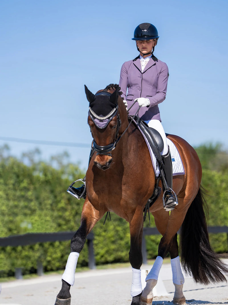 Equestrian Stockholm white Dark Violet modern dressage saddlepad