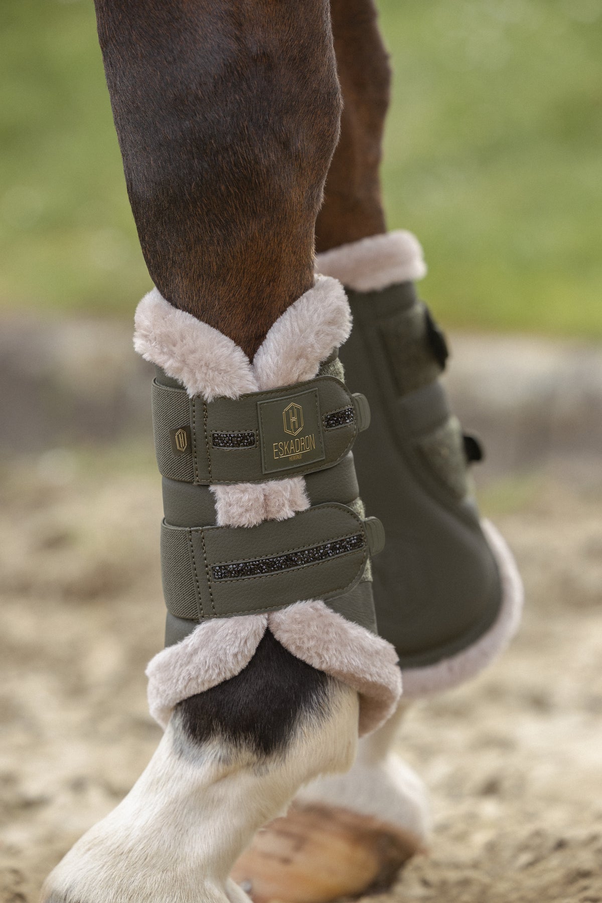 Eskadron Heritage Deep Moss Faux Leather Jewel brushing boots