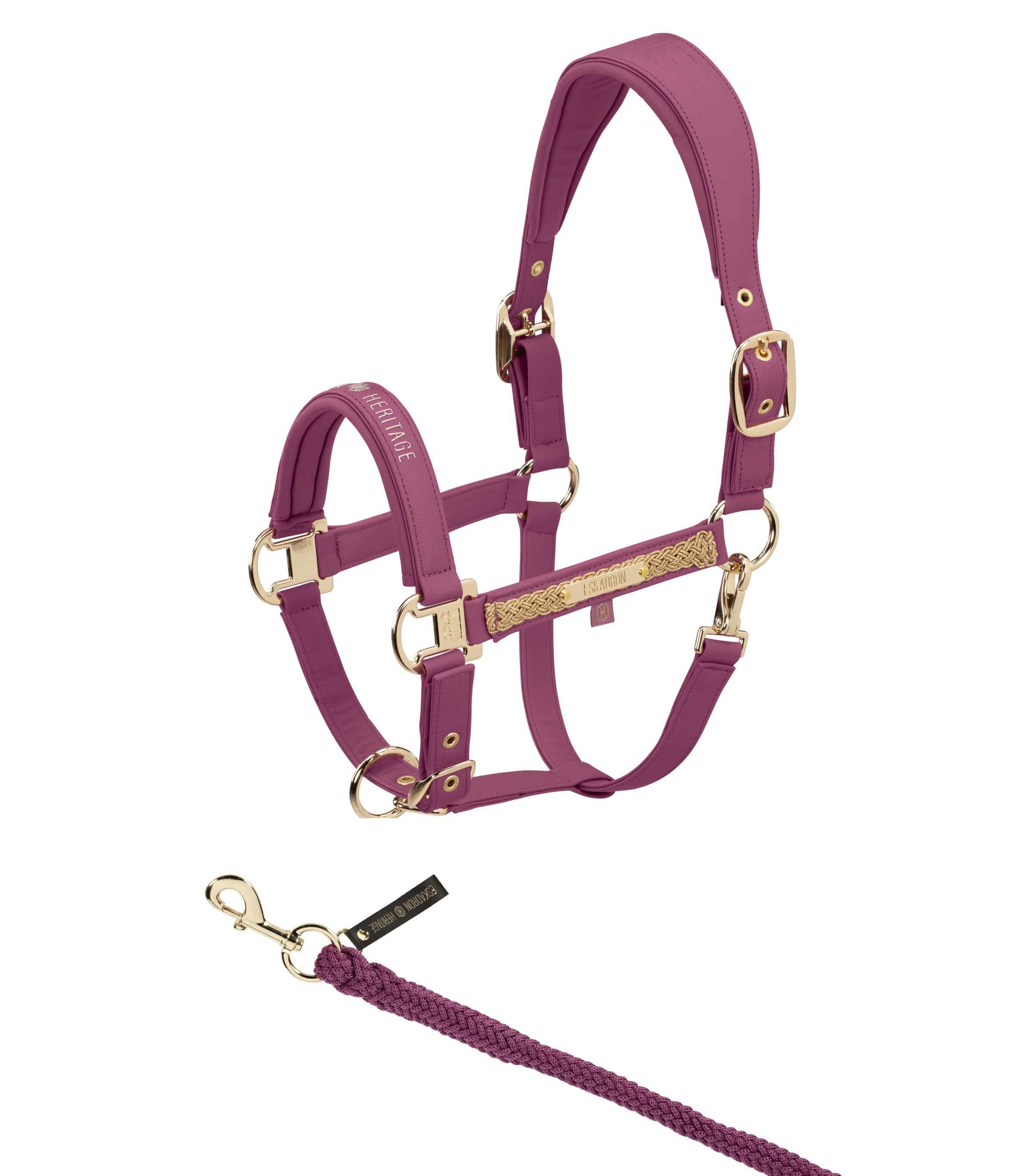 Eskadron Heritage wildberry faux leather headcollar and leadrope