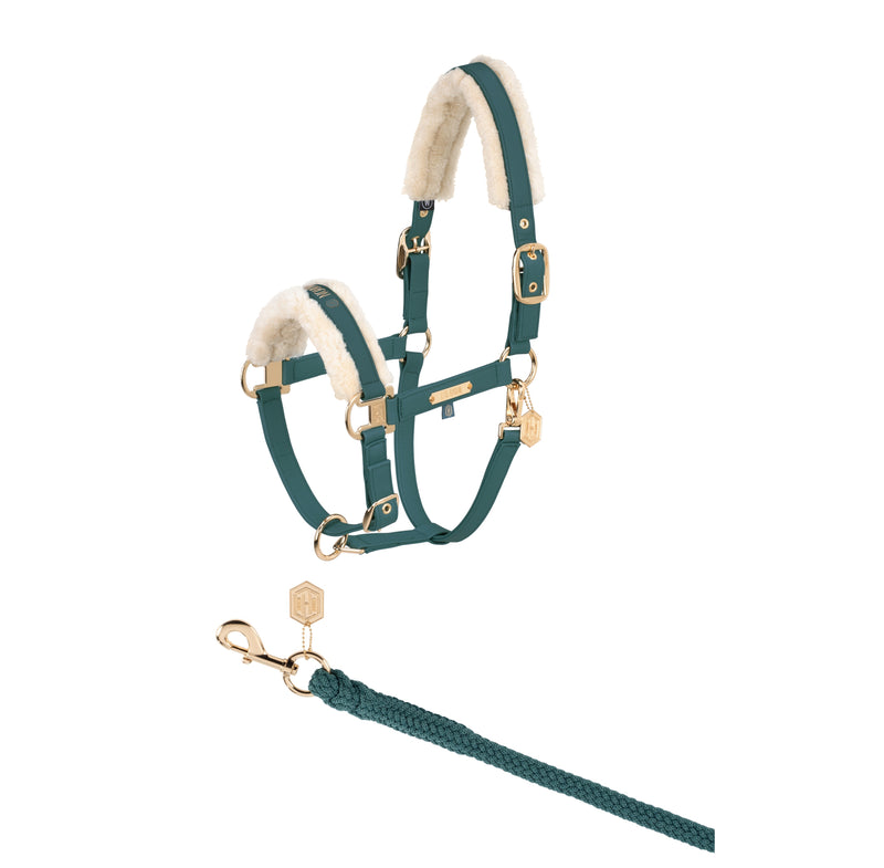 Eskadron Heritage Vintage green faux leather faux fur headcollar and leadrope