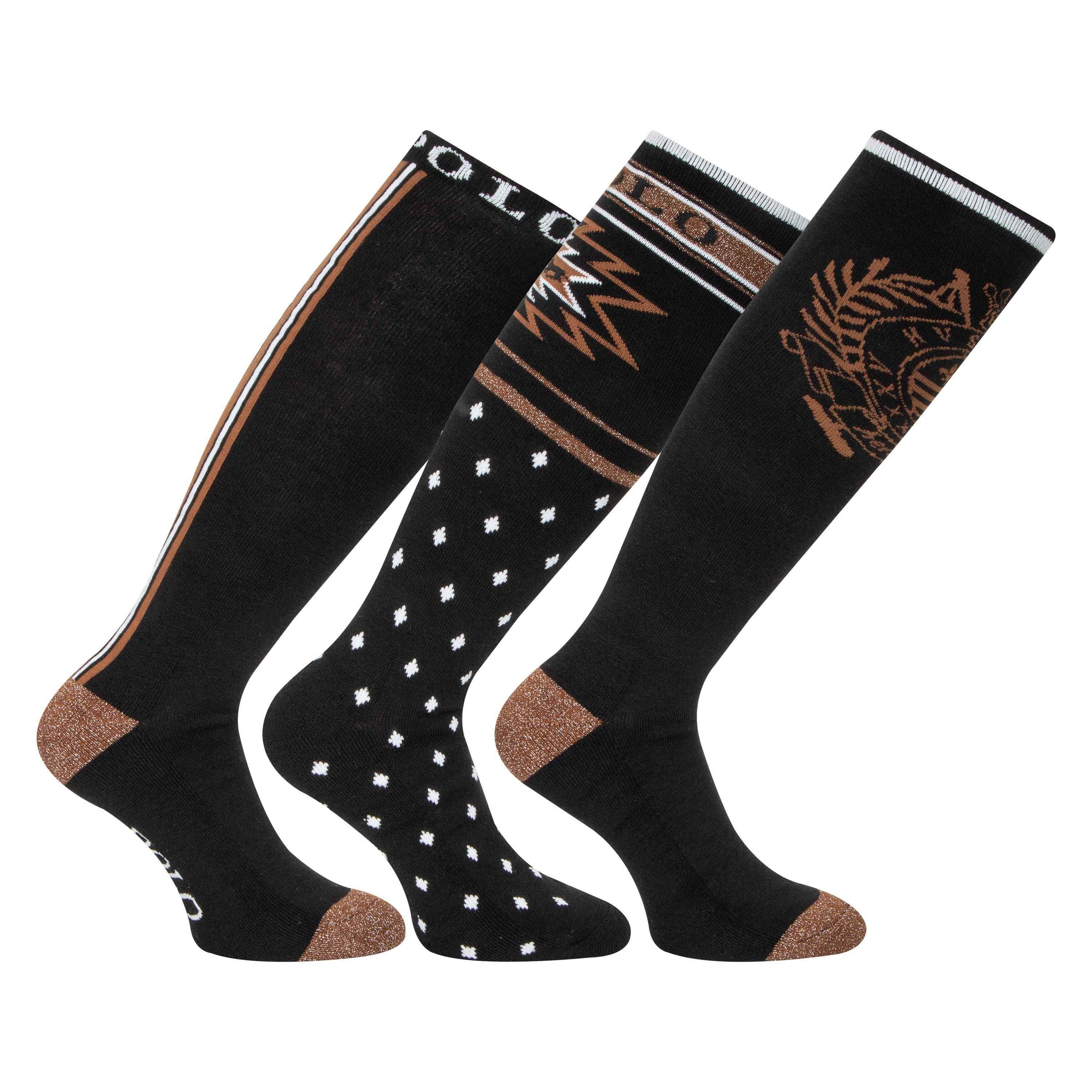HV Polo black copper multipack socks- pack of 3 pairs
