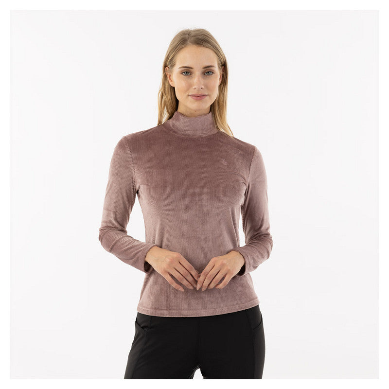 BR Farah velvet rib pullover in Twilight mauve