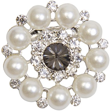 Imperial riding grey crystal and pearl flower stock pin