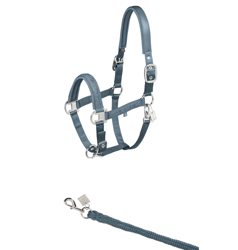 Eskadron Steel blue mattgloss jewel headcollar and leadrope