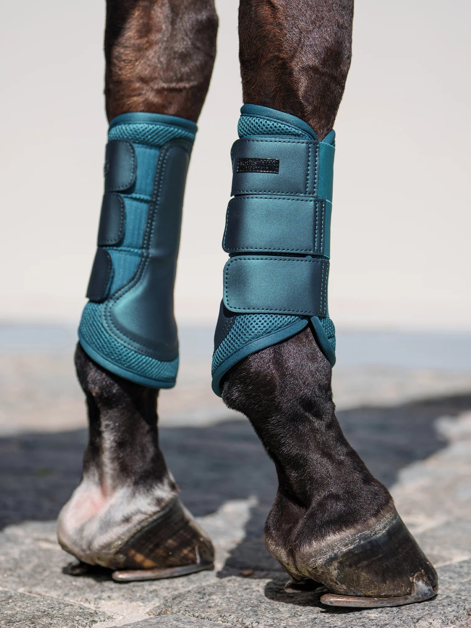 Equestrian Stockholm teal blue mesh boots
