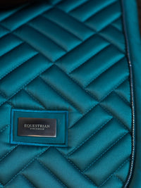 Equestrian Stockholm teal blue modern dressage saddlepad