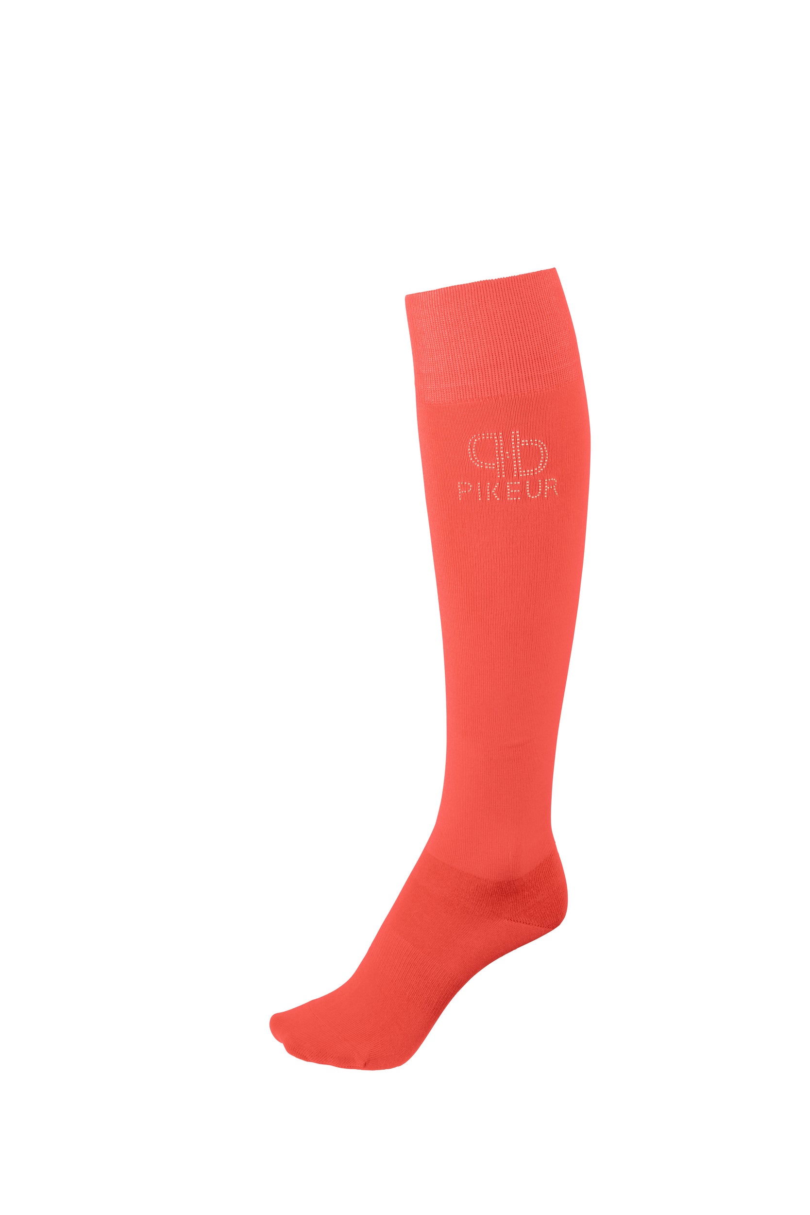 Pikeur long gold stud socks in coral red