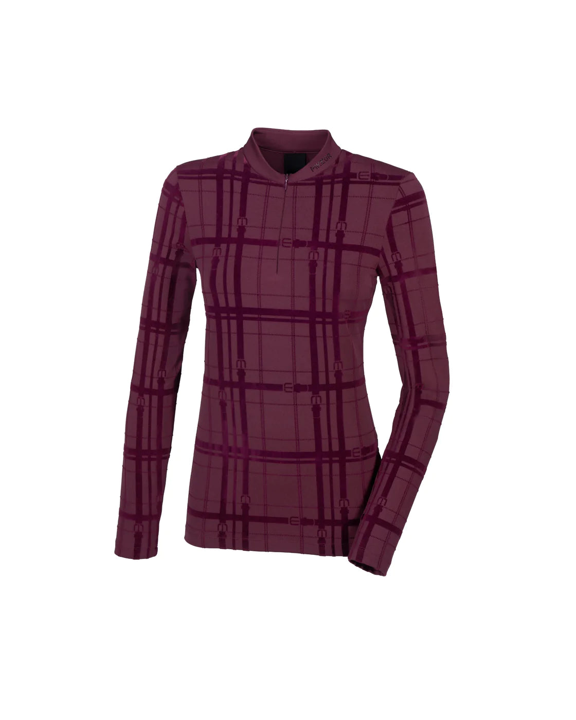 Pikeur Selection half zip shirt in Mulberry