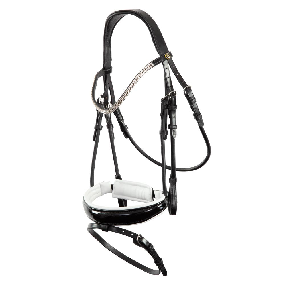 BR Plymouth black leather rolled snaffle bridle